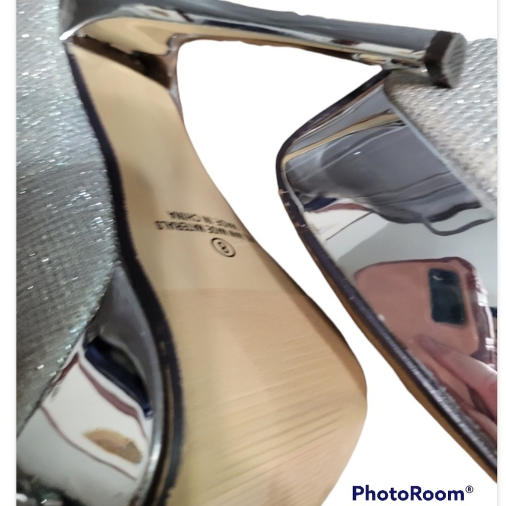 Womens Bertinni Glitter Silver Mirrored Platform High Heels - Picture 4 of 6